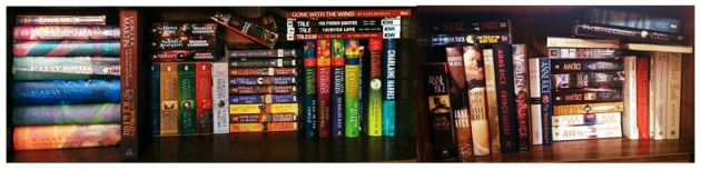 The left photo is the 3rd shelf as mentioned above.  The right photo is my Anne Rice shelf (with a few others) that I have on the bottom shelf of my TV show bookcase.